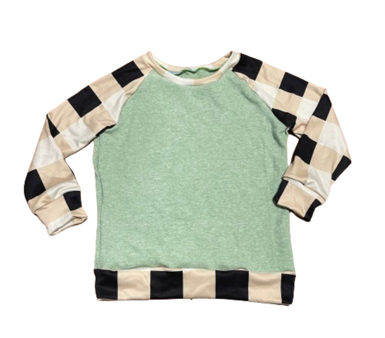 Buffalo plaid light green - Raglan long sleeve -3t