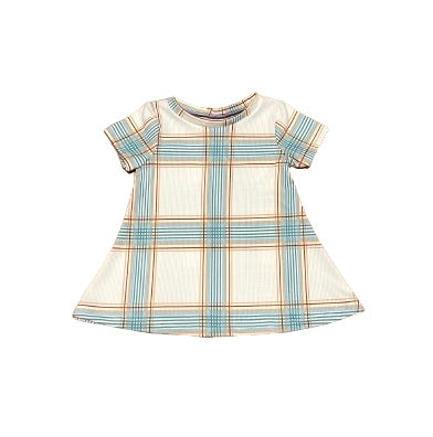 Ivory, Green, Brown Plaid - Swing Dress -  2t, 3t,