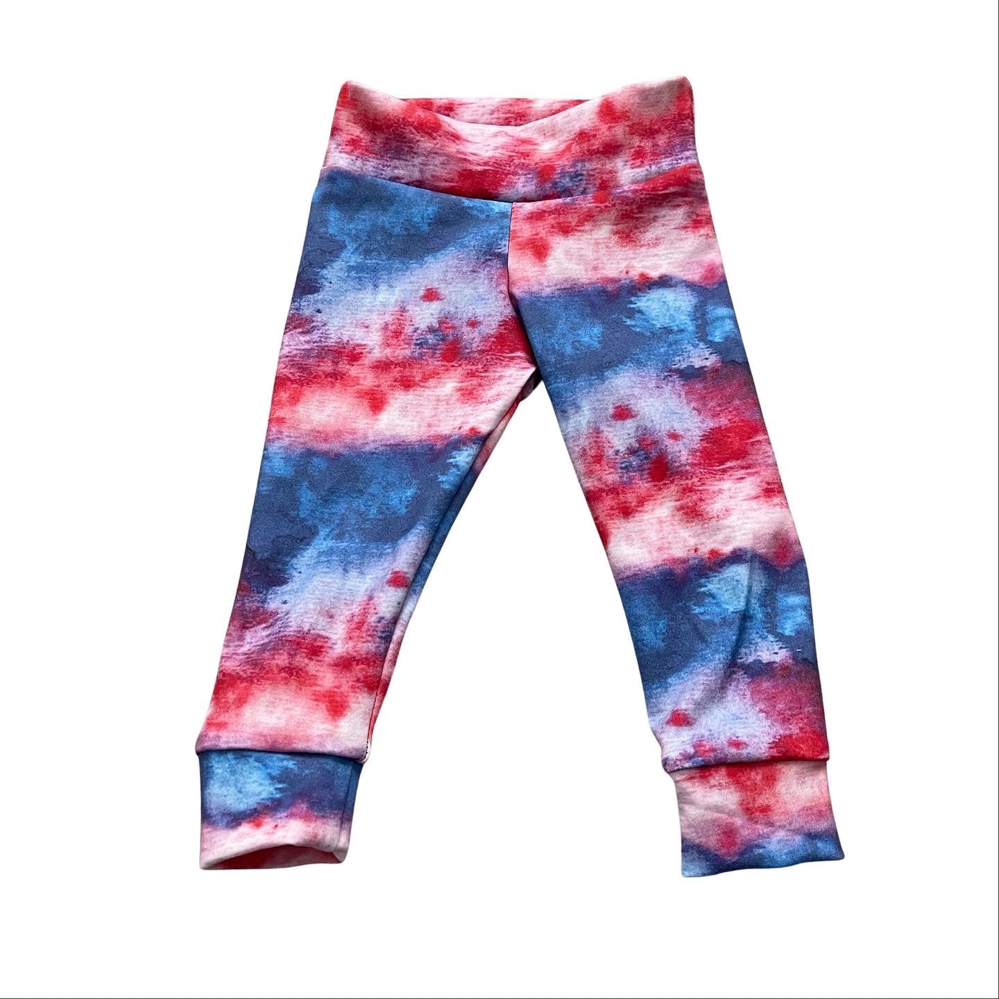 Red and Blue Tie Dye - Leggings - 9m
