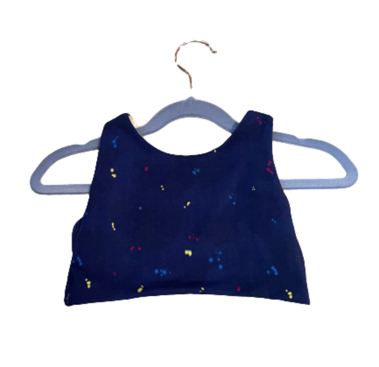 Neutral Hearts & Blue Speckles - Reversible Crop Top - 4T