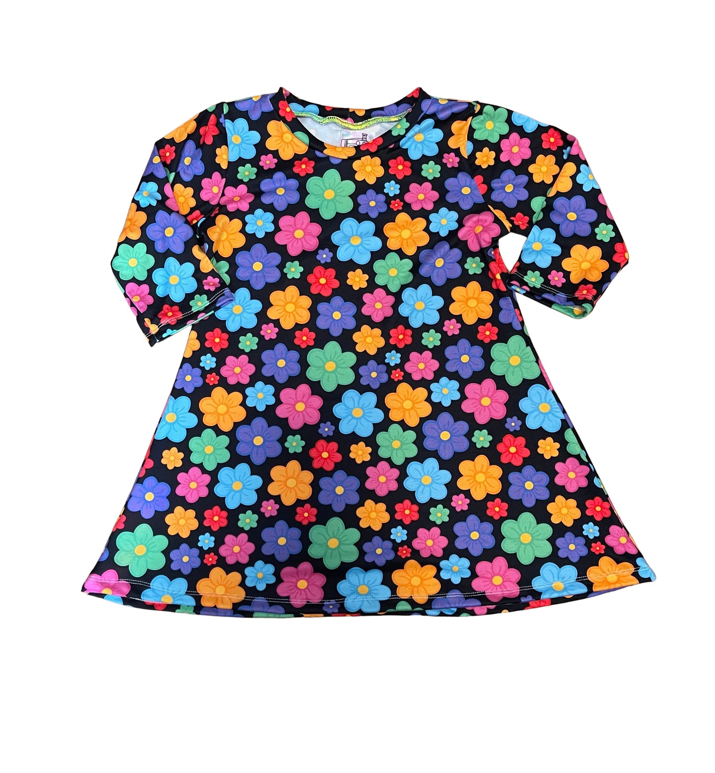 Neon Floral - Swing Dress 3/4 sleeve - 7