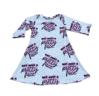 NOT Just A Pretty Face - Swing Dress 3/4 Sleeve - 4t