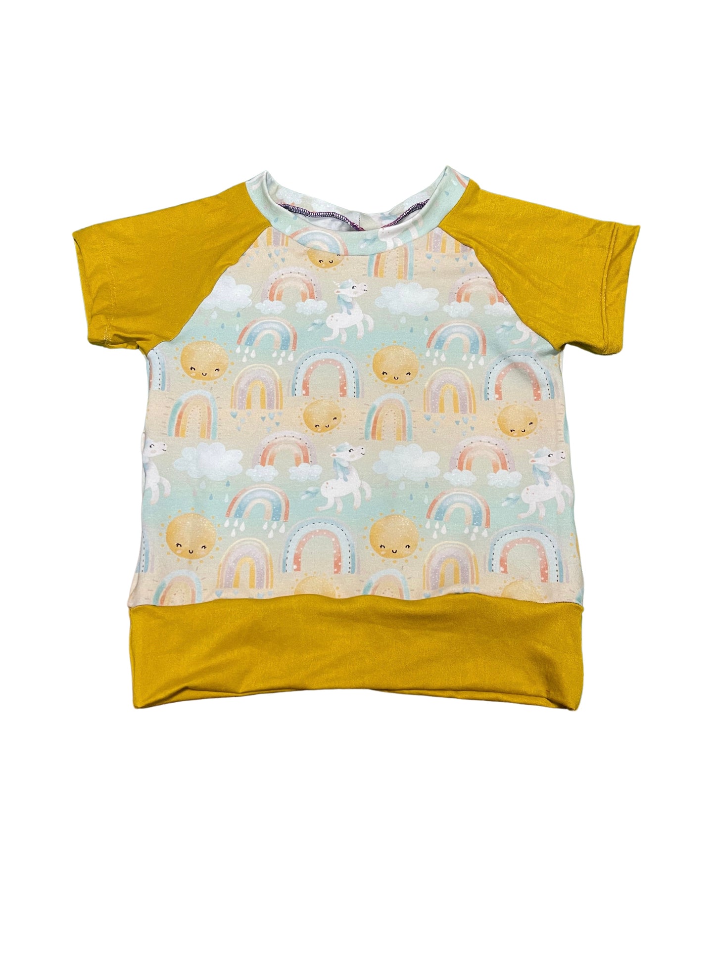 Rainbows and Unicorns - Short Sleeve Raglan - 2t