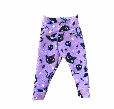 Purple Witchy Cat - Leggings - 3m