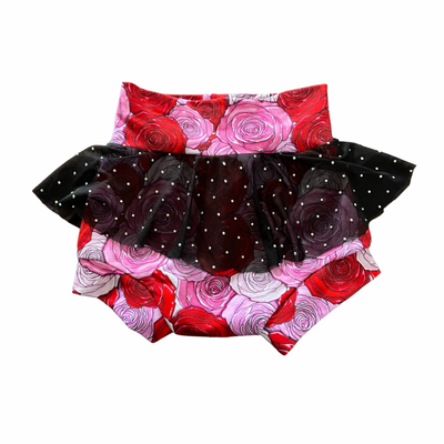 Roses w/Rhinestone Mesh Overlay- Skirted Shorties - 5-6t