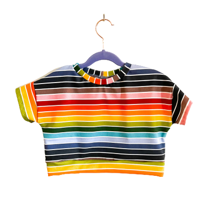 Rainbow stripe - Lazy Day Crop - 2t